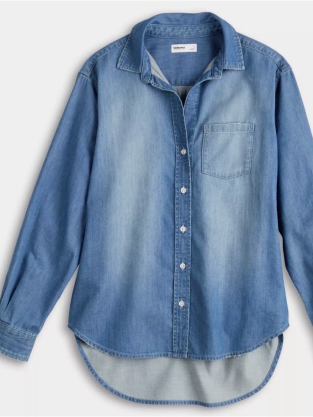 Sonoma Cotton denim long sleeve button front shirt XL Preppy Farmhouse